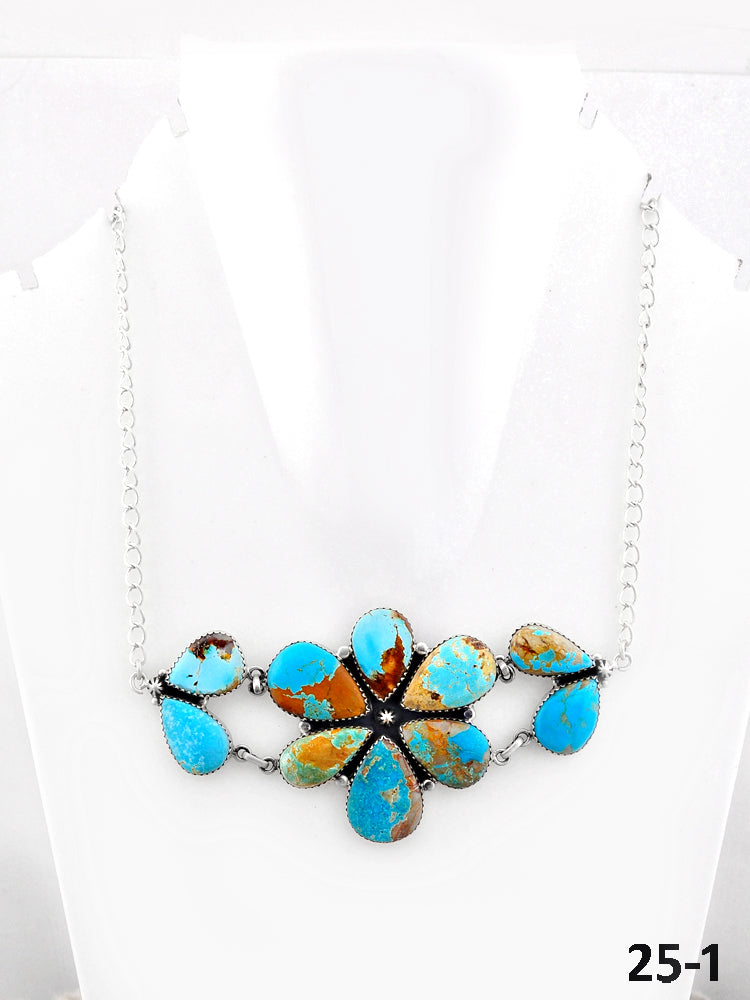Southwest Handmade Ribbon Royston & Sterling Silver Necklace