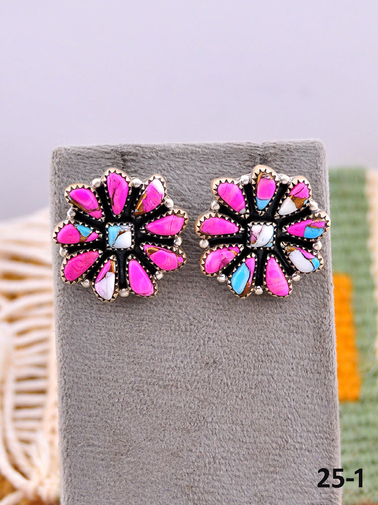 Southwest Made Cotton Candy & Sterling Silver Post Earrings