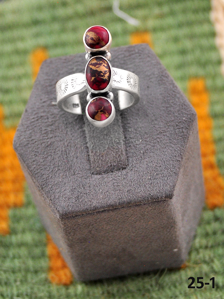Southwest Made Rose Dahlia & Sterling Silver Adjustable Ring