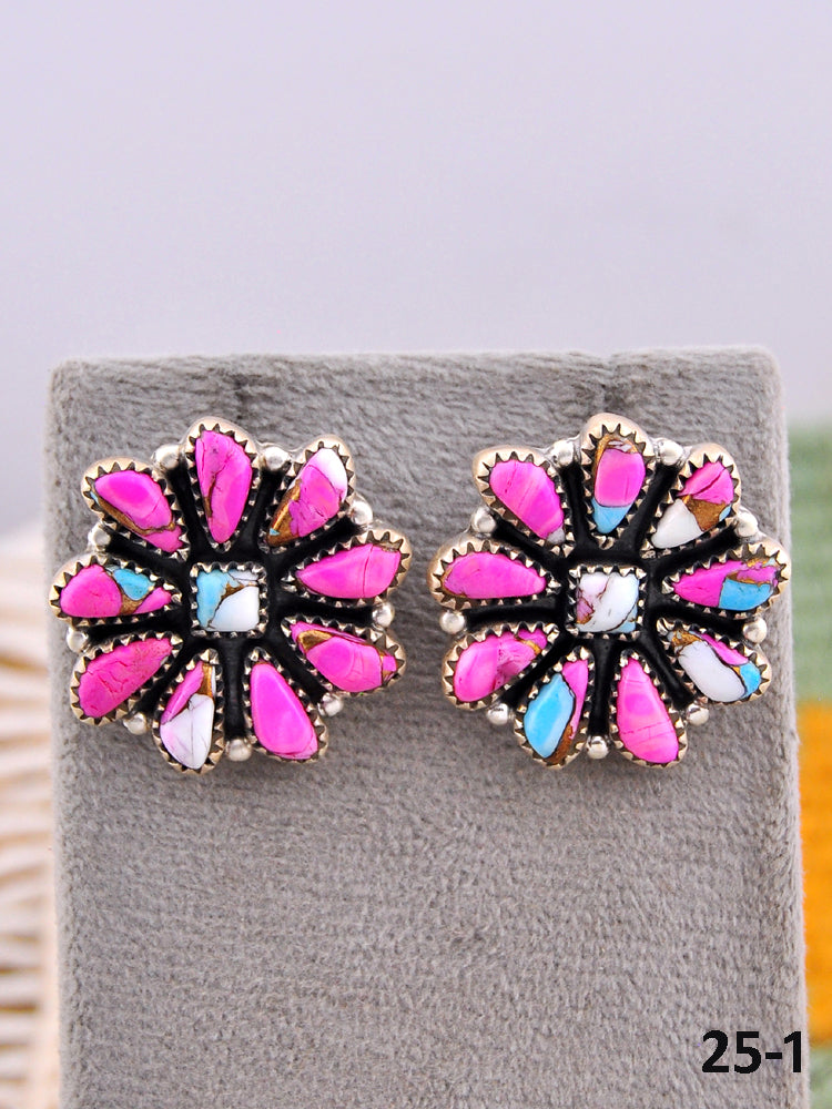 Southwest Made Cotton Candy & Sterling Silver Post Earrings