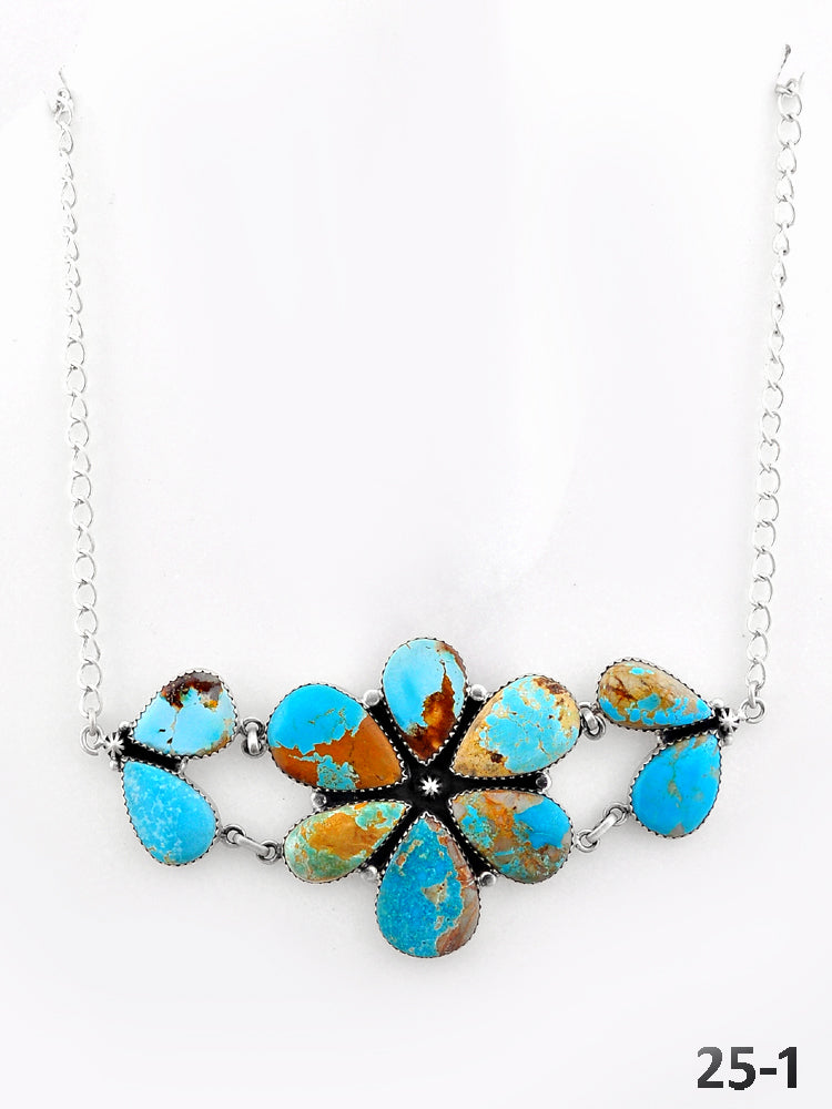 Southwest Handmade Ribbon Royston & Sterling Silver Necklace