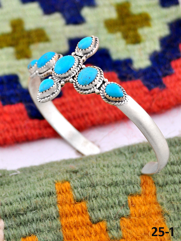 Southwest Handmade Kingman Turquoise & Sterling Silver Cuff Bracelet