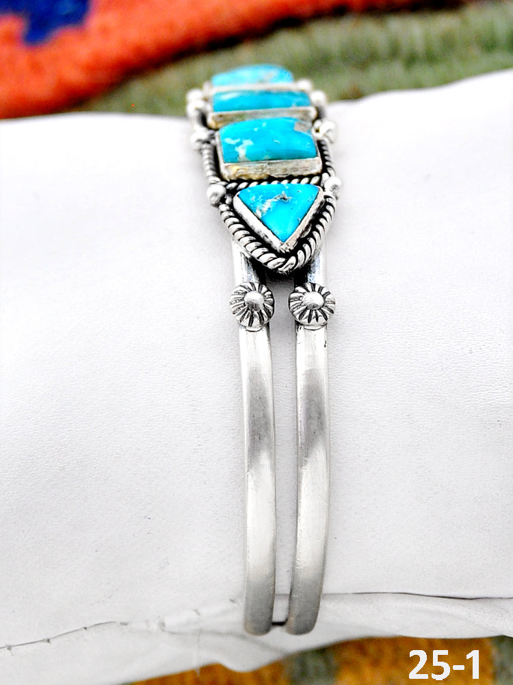 Southwest Handmade White Water Turquoise & Sterling Silver Cuff Bracelet