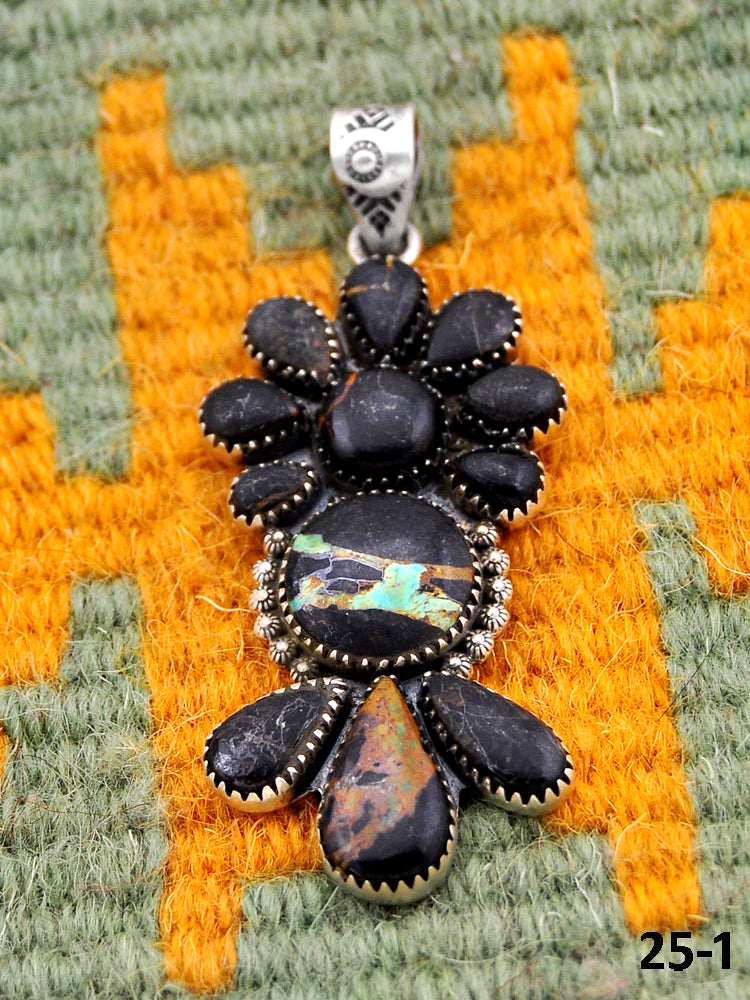 Southwest Handmade Black Jack & Sterling Silver Pendant
