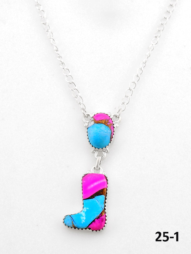 Southwest Made Cotton Candy & Sterling Silver Necklace