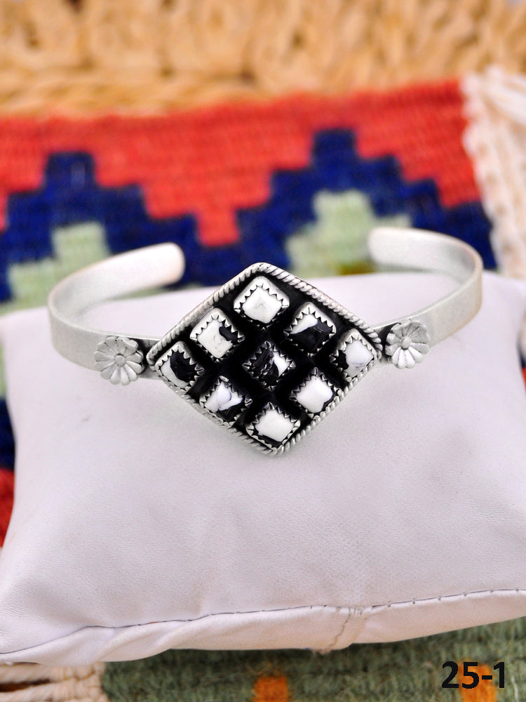 Southwest Handmade White Buffalo Turquoise & Sterling Silver Cuff Bracelet