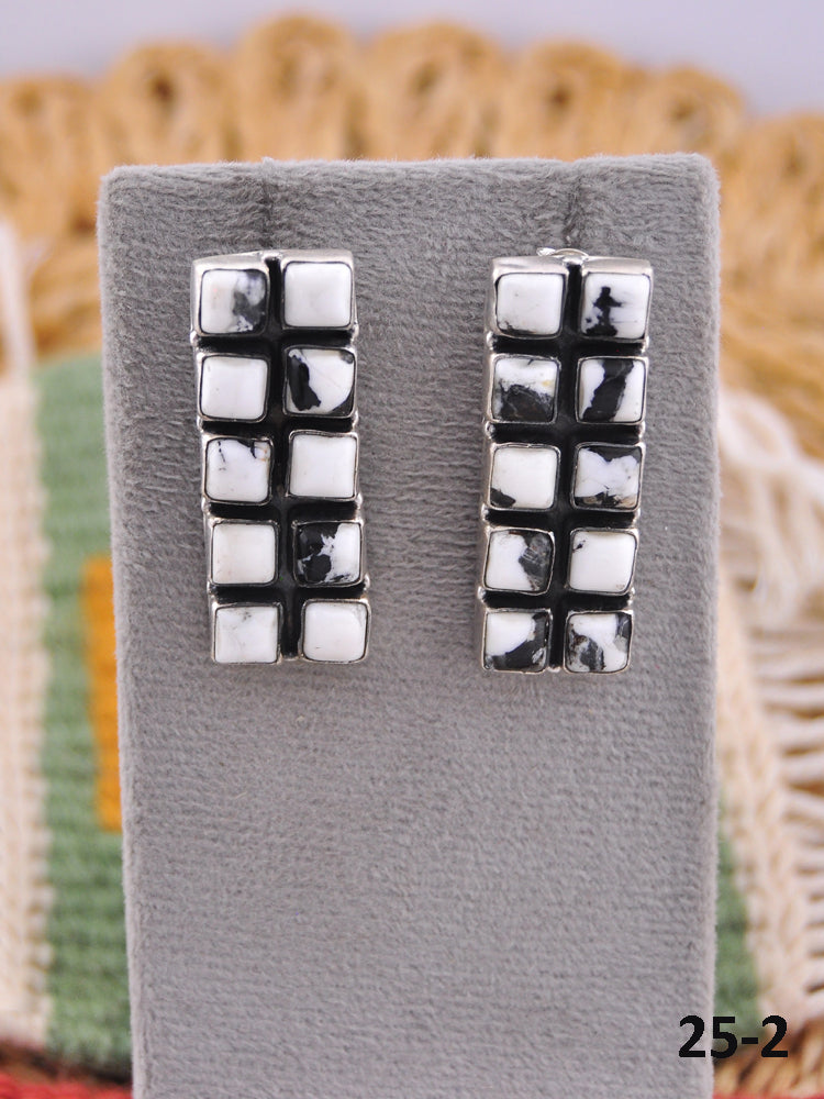 Southwest Handmade White Buffalo & Sterling Silver Post Earrings