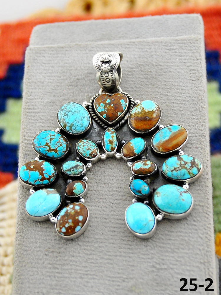 Southwest Handmade #8 Turquoise & Sterling Silver Pendants