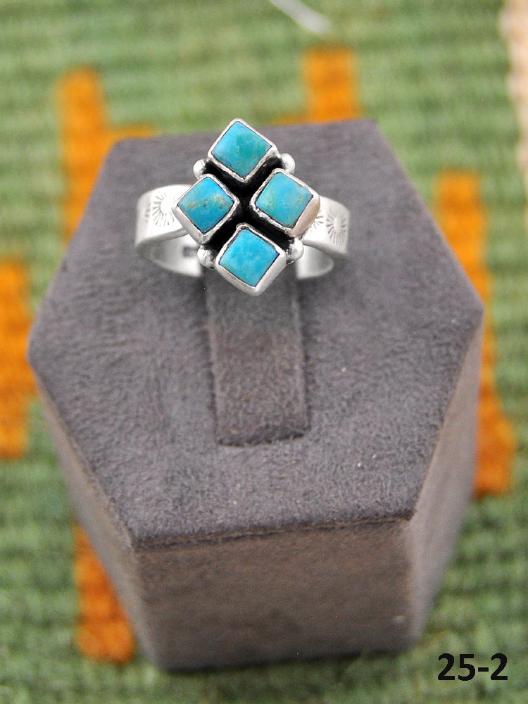 Southwest Made Kingman Turquoise & Sterling Silver Adjustable Ring