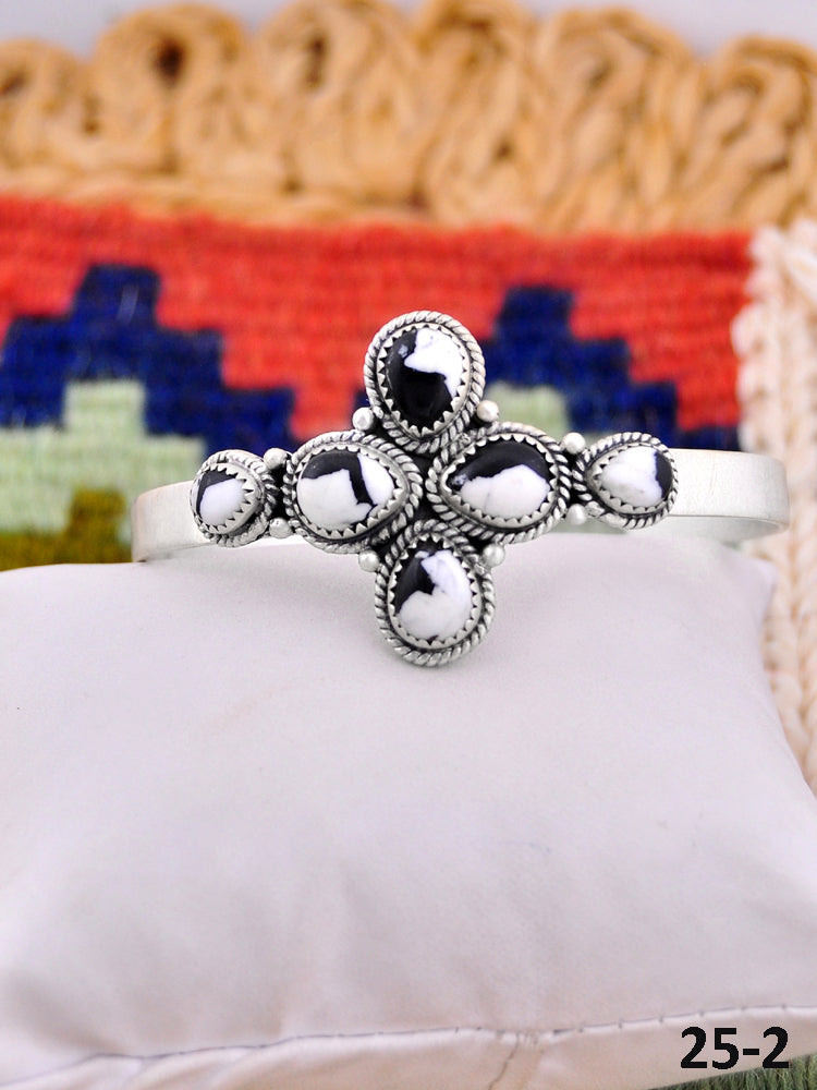 Southwest Handmade White Buffalo Turquoise & Sterling Silver Cuff Bracelet