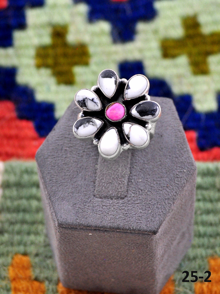 Southwest Made Multistone & Sterling Silver Adjustable Ring