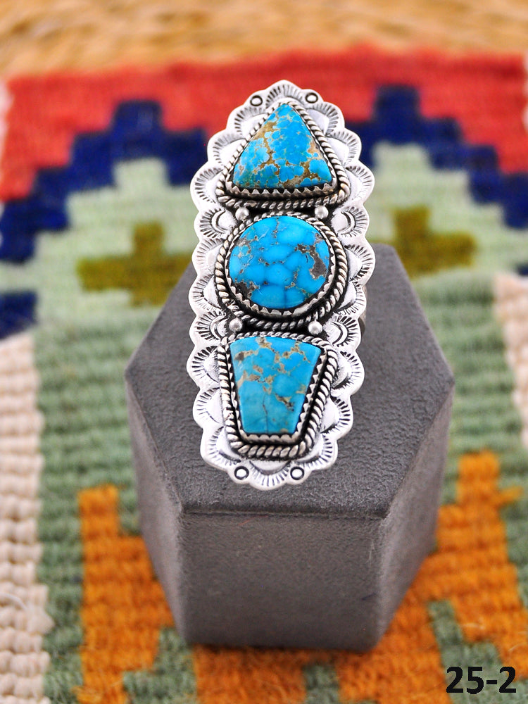 Southwest Handmade White Water Turquoise & Sterling Silver Adjustable Ring