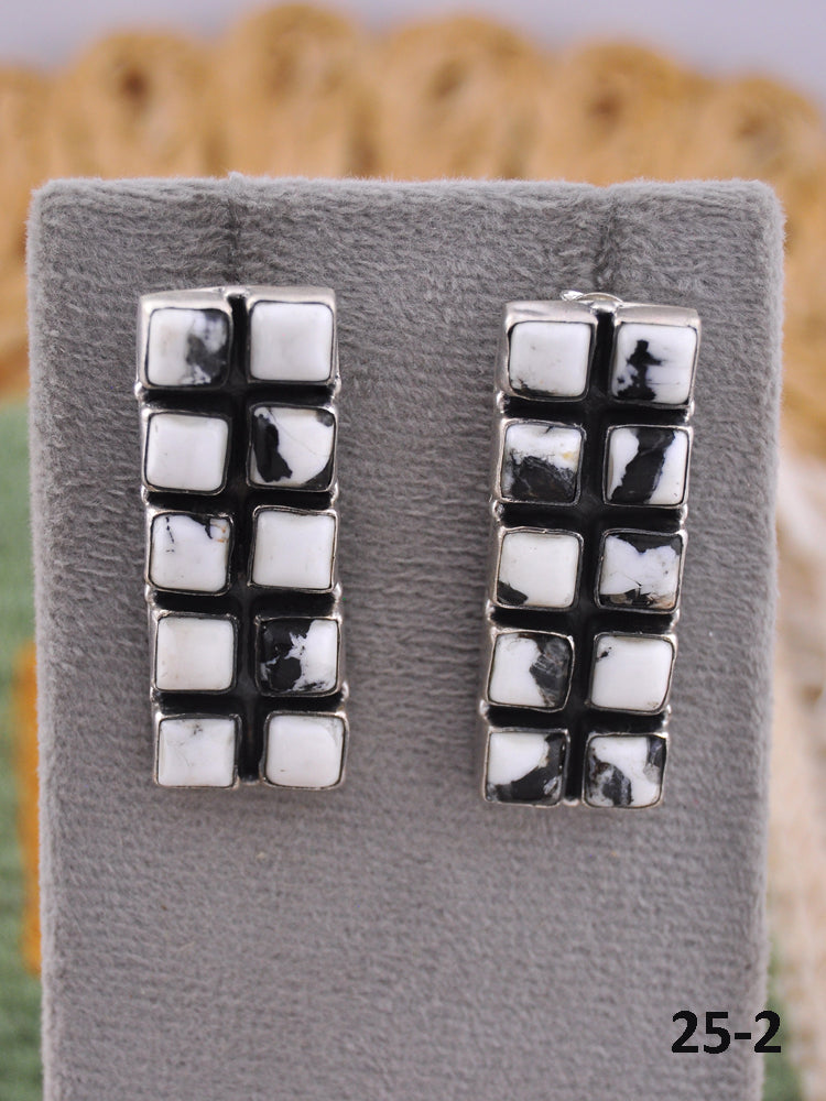 Southwest Handmade White Buffalo & Sterling Silver Post Earrings