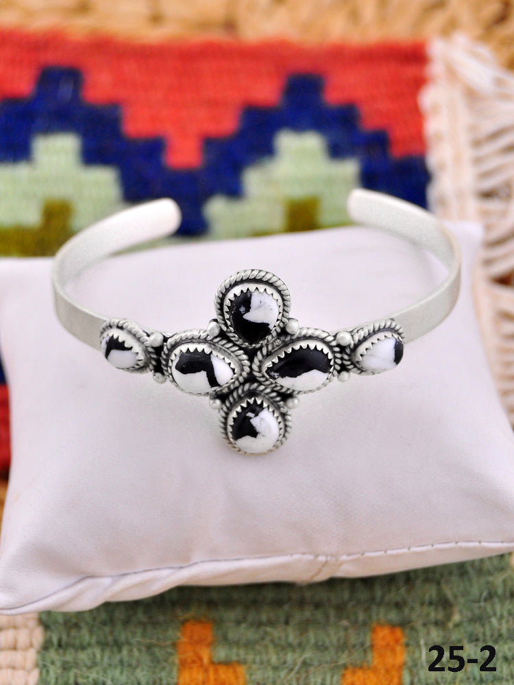 Southwest Handmade White Buffalo Turquoise & Sterling Silver Cuff Bracelet