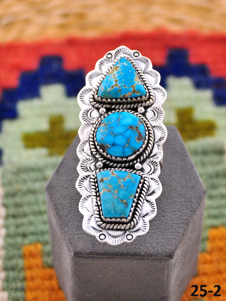 Southwest Handmade White Water Turquoise & Sterling Silver Adjustable Ring
