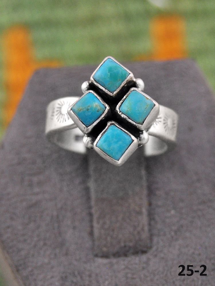 Southwest Made Kingman Turquoise & Sterling Silver Adjustable Ring