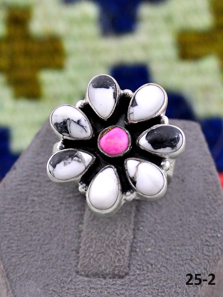 Southwest Made Multistone & Sterling Silver Adjustable Ring
