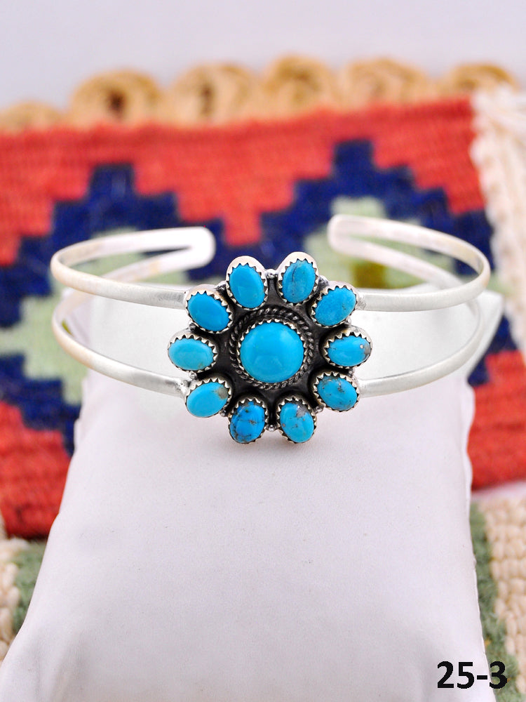 Southwest Handmade Kingman Turquoise & Sterling Silver Cuff Bracelet