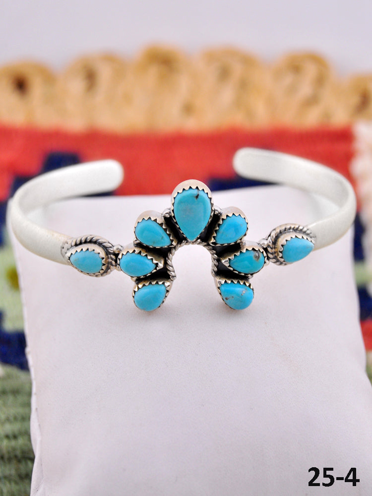 Southwest Handmade Kingman Turquoise & Sterling Silver Cuff Naja Bracelet