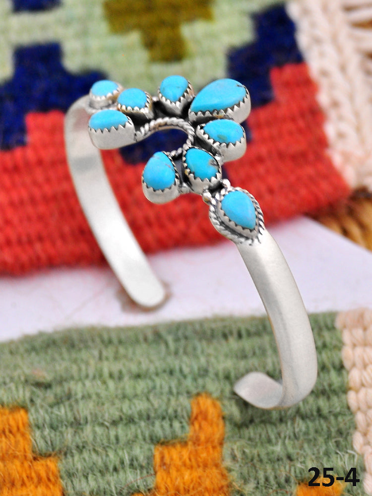 Southwest Handmade Kingman Turquoise & Sterling Silver Cuff Naja Bracelet