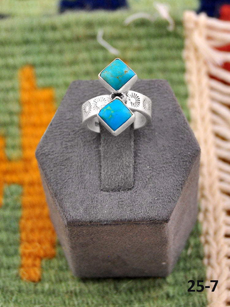 Southwest Made Kingman Turquoise & Sterling Silver Adjustable Ring