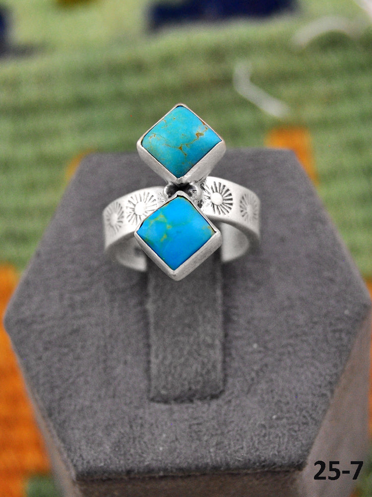 Southwest Made Kingman Turquoise & Sterling Silver Adjustable Ring