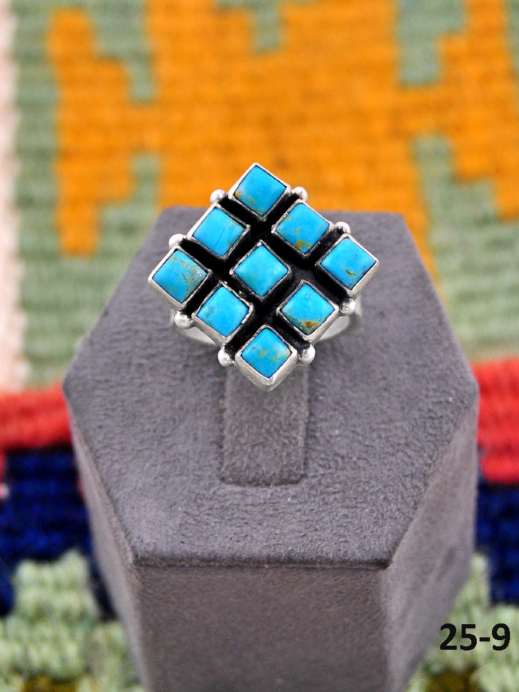 Southwest Made Kingman Turquoise & Sterling Silver Adjustable Ring