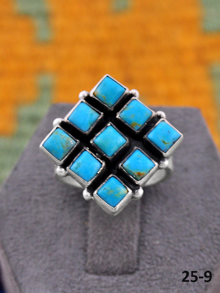 Southwest Made Kingman Turquoise & Sterling Silver Adjustable Ring