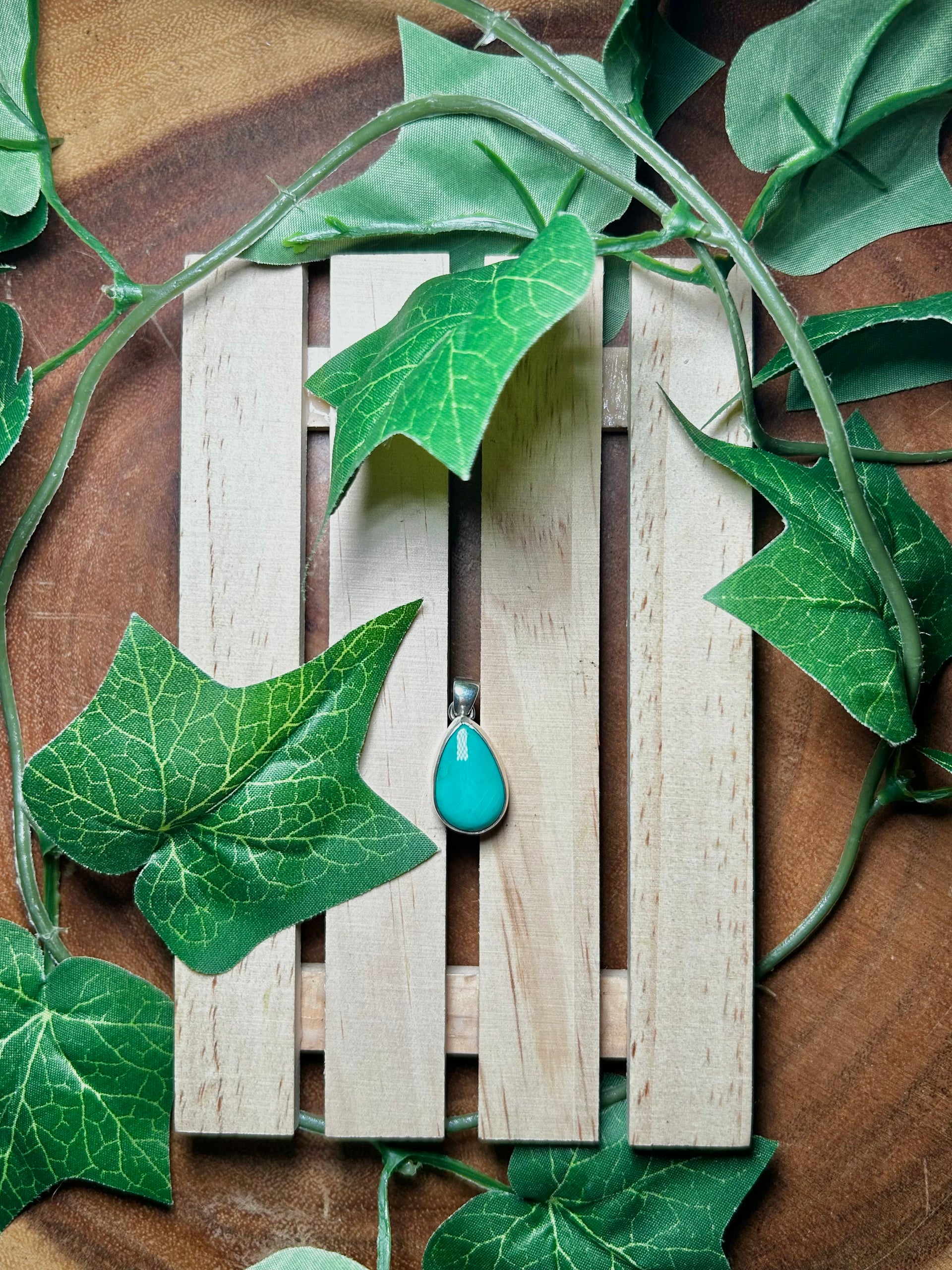 Peggy Skeets Kingman Turquoise & Sterling Silver Pendant