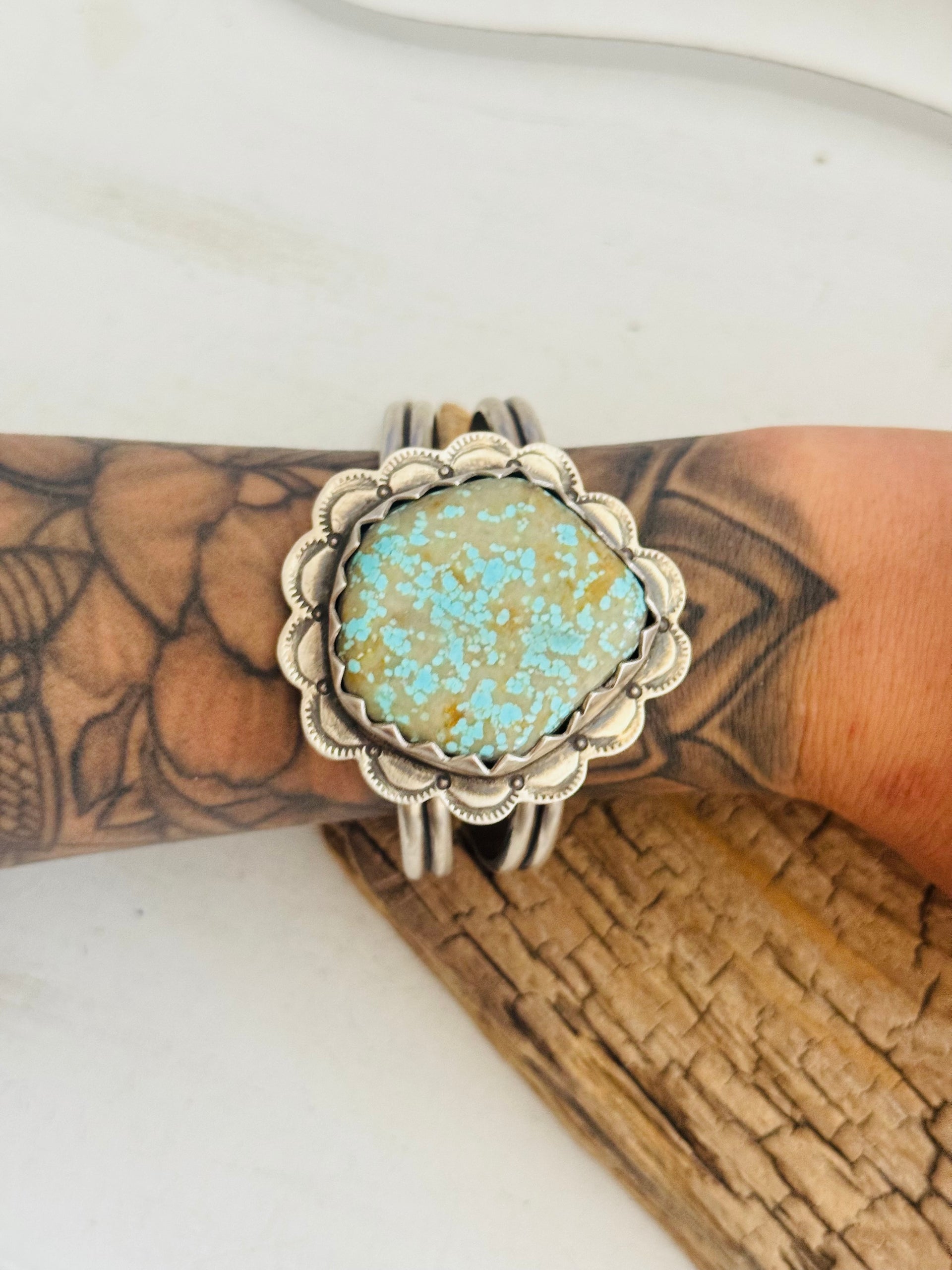 Danny Henio #8 Turquoise & Sterling Silver Cuff Bracelet