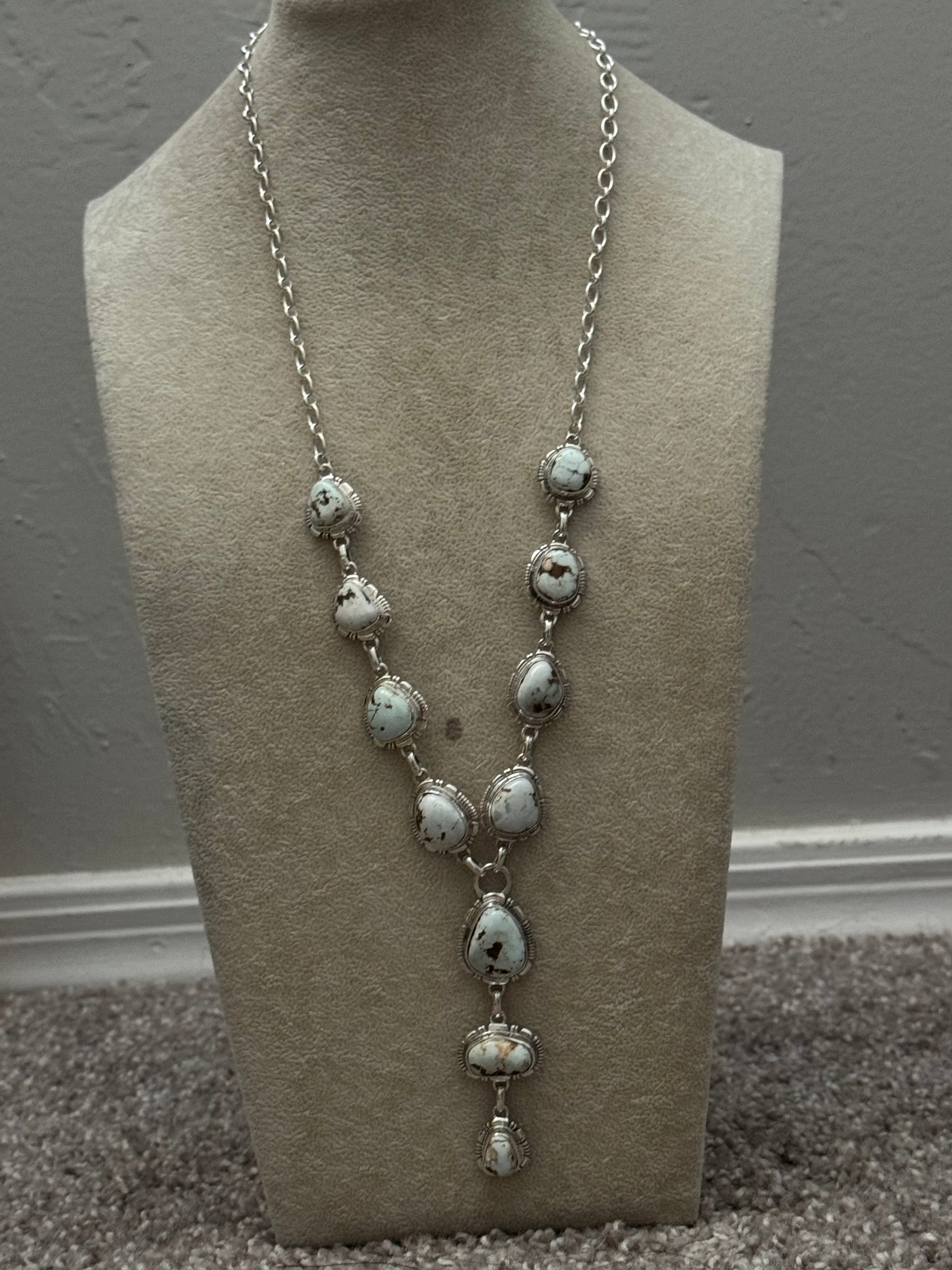 Larry Moses Yazzie Dry Creek Turquoise & Sterling Silver Necklace Set