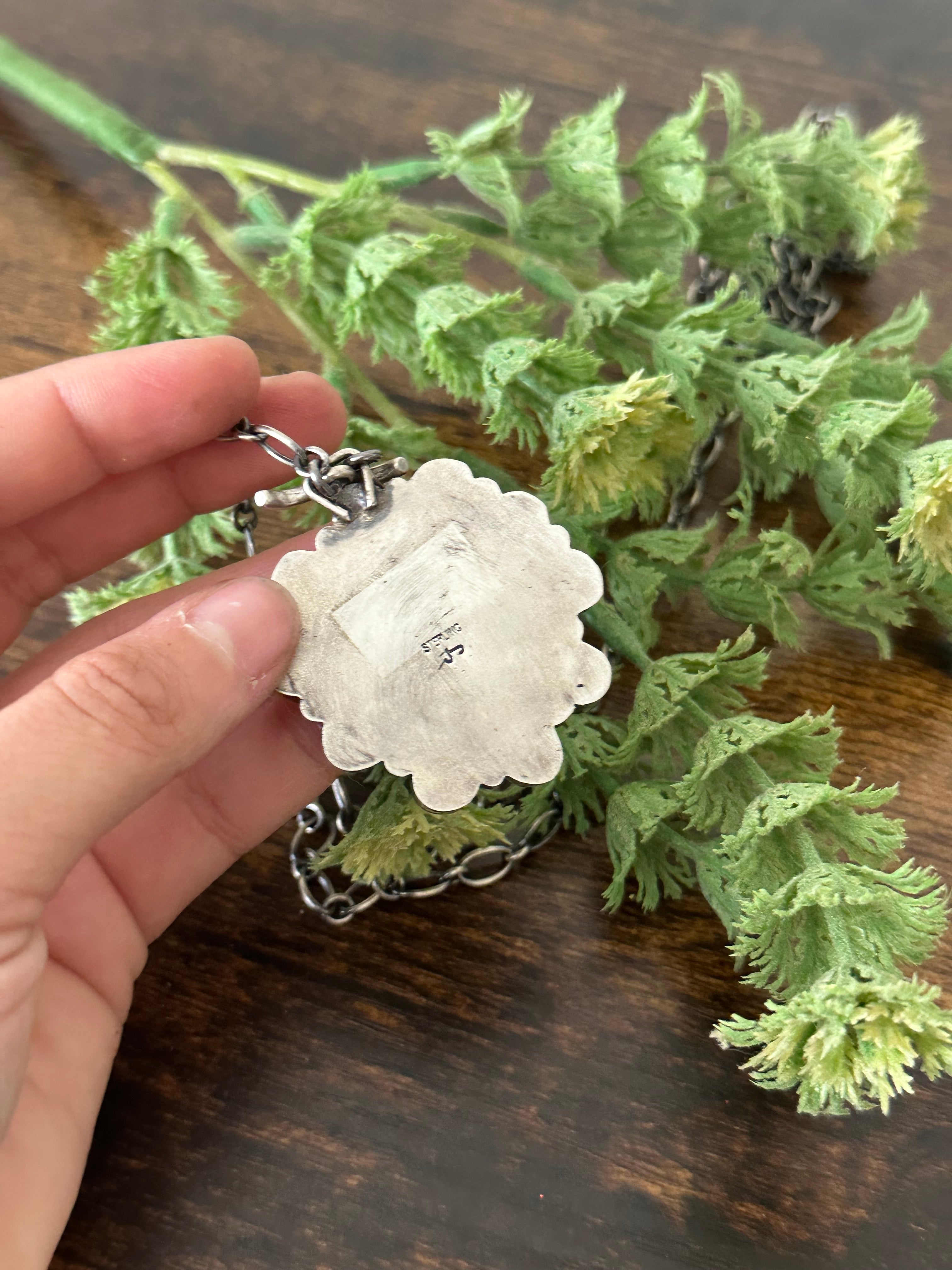 Jeff James White Buffalo & Sterling Silver Cluster Necklace