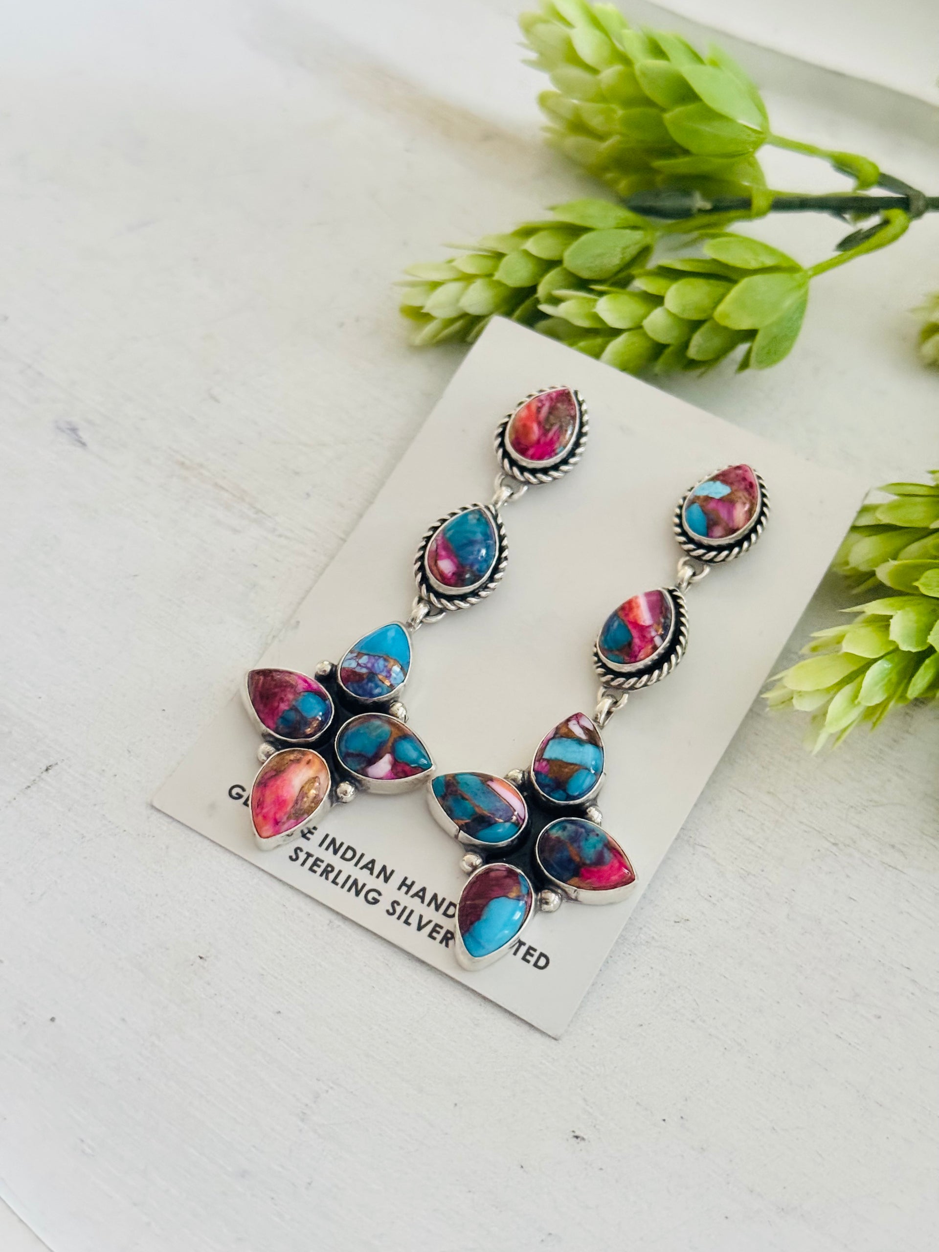 Ronald Lee Pink Mohave Turquoise & Sterling Silver Post Earrings