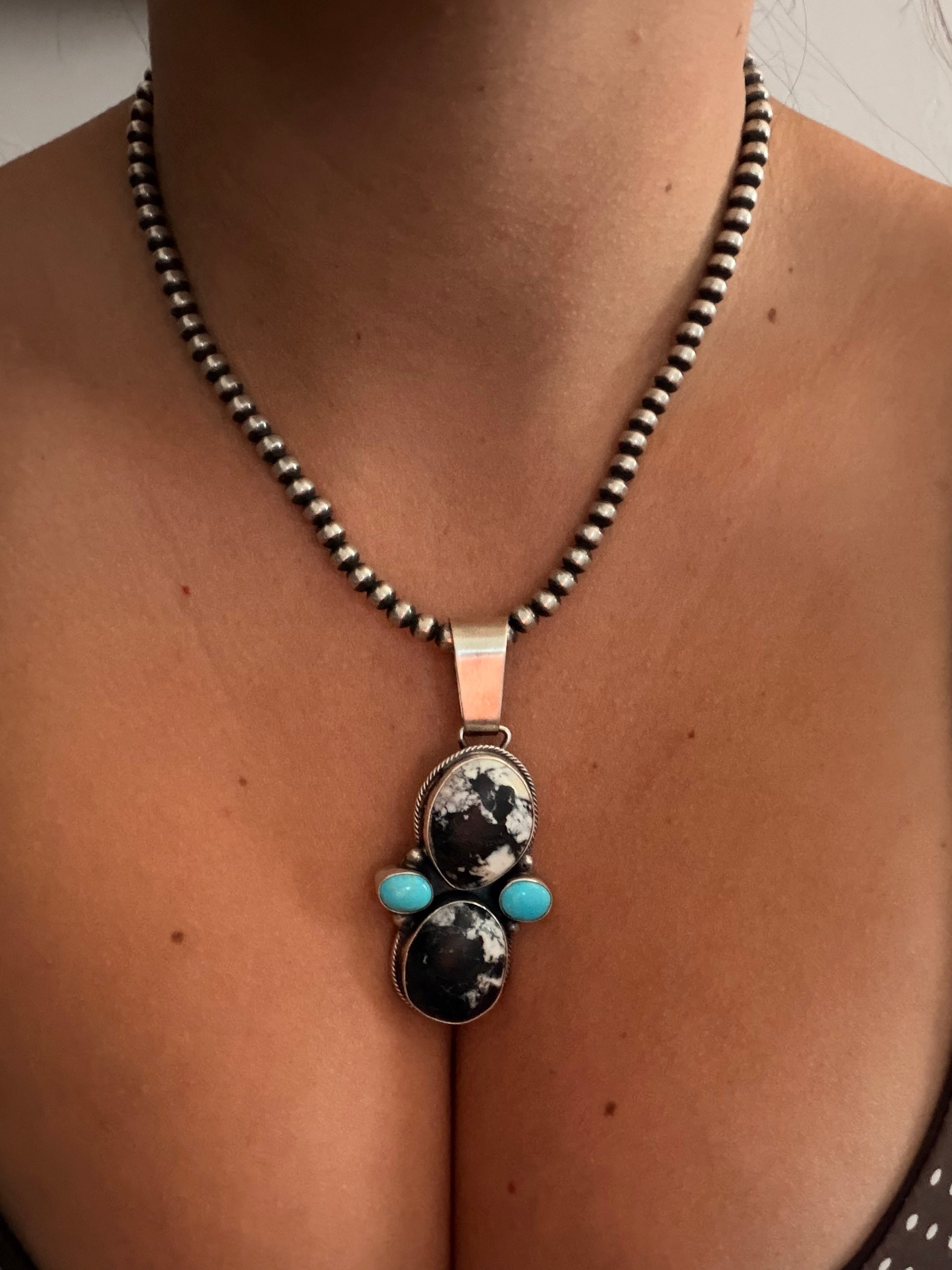 Paul Livingston Multi Stone & Sterling Silver Cluster Pendant