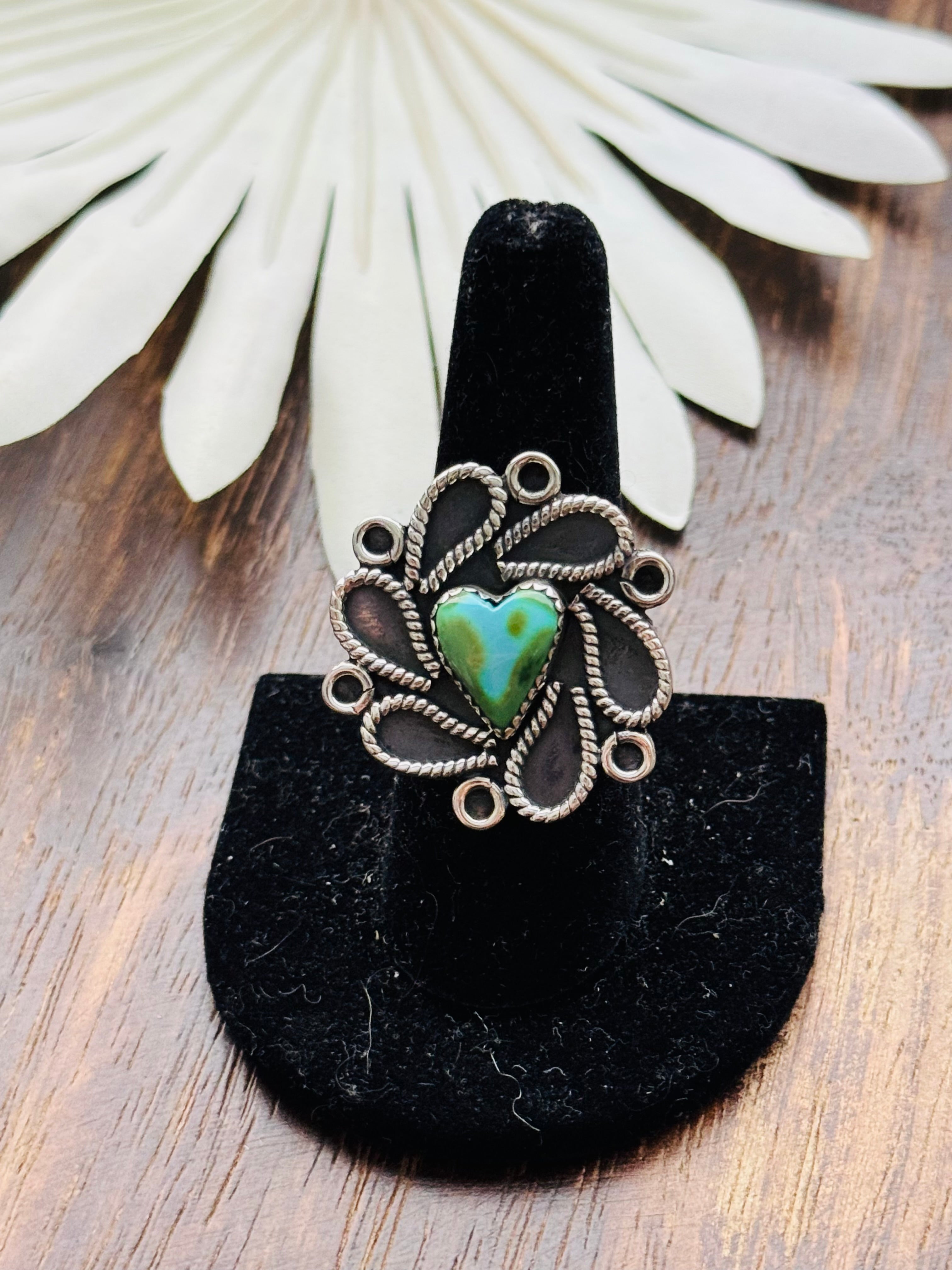 Southwest Handmade Sonoran Mountain Turquoise & Sterling Silver Adjustable Cluster Ring