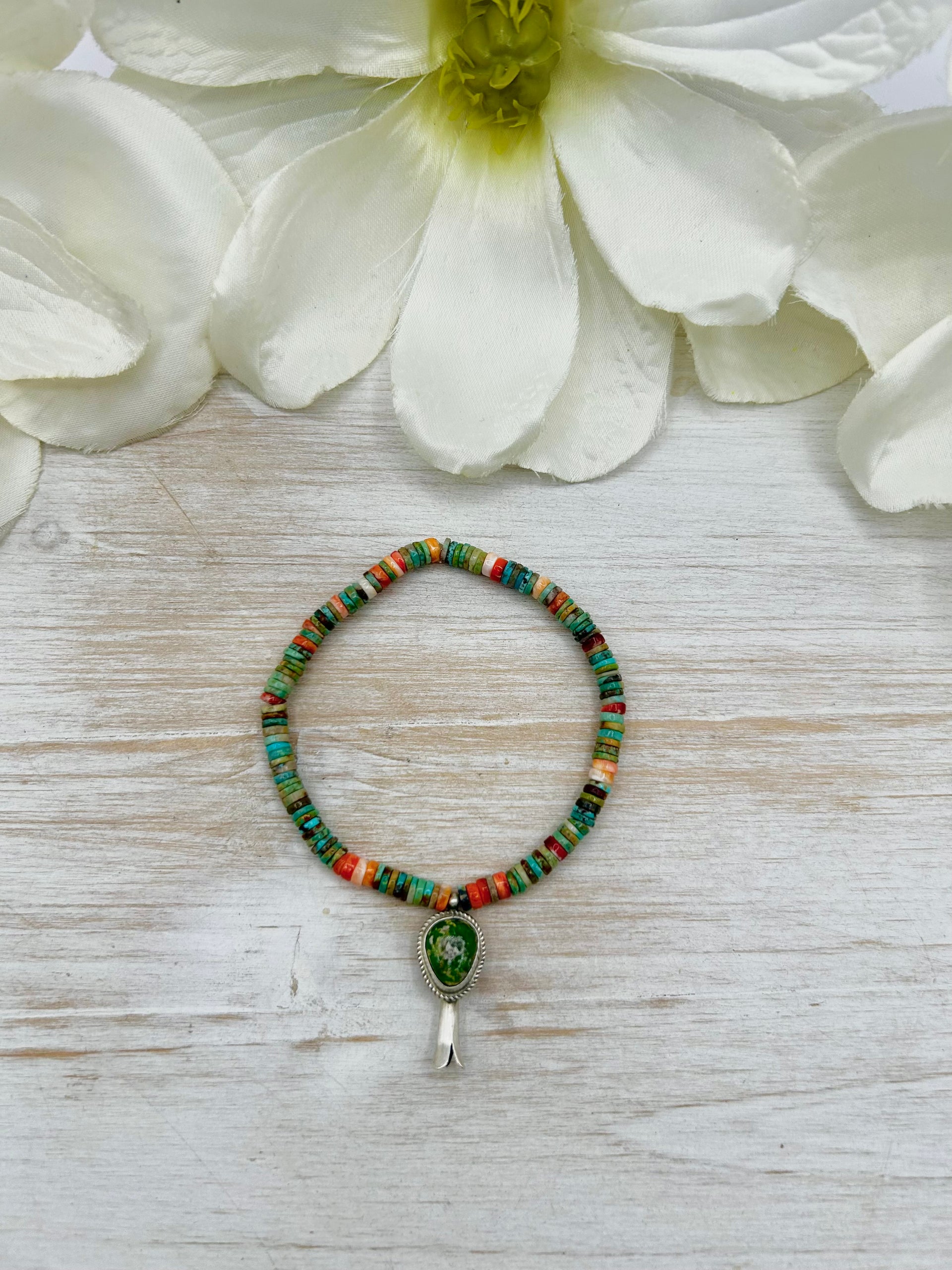 George Rios Multi Stone & Sterling Silver Stretchy Bracelet