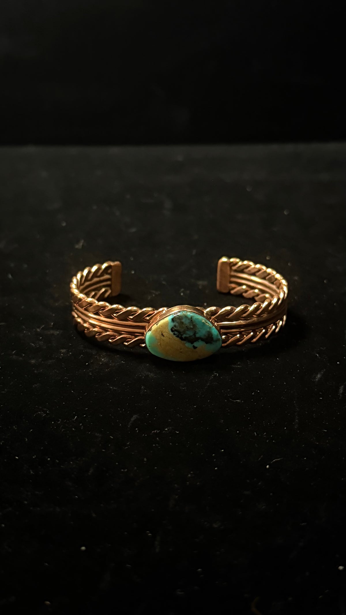 Navajo Made Kingman Turquoise & Copper Cuff Bracelet