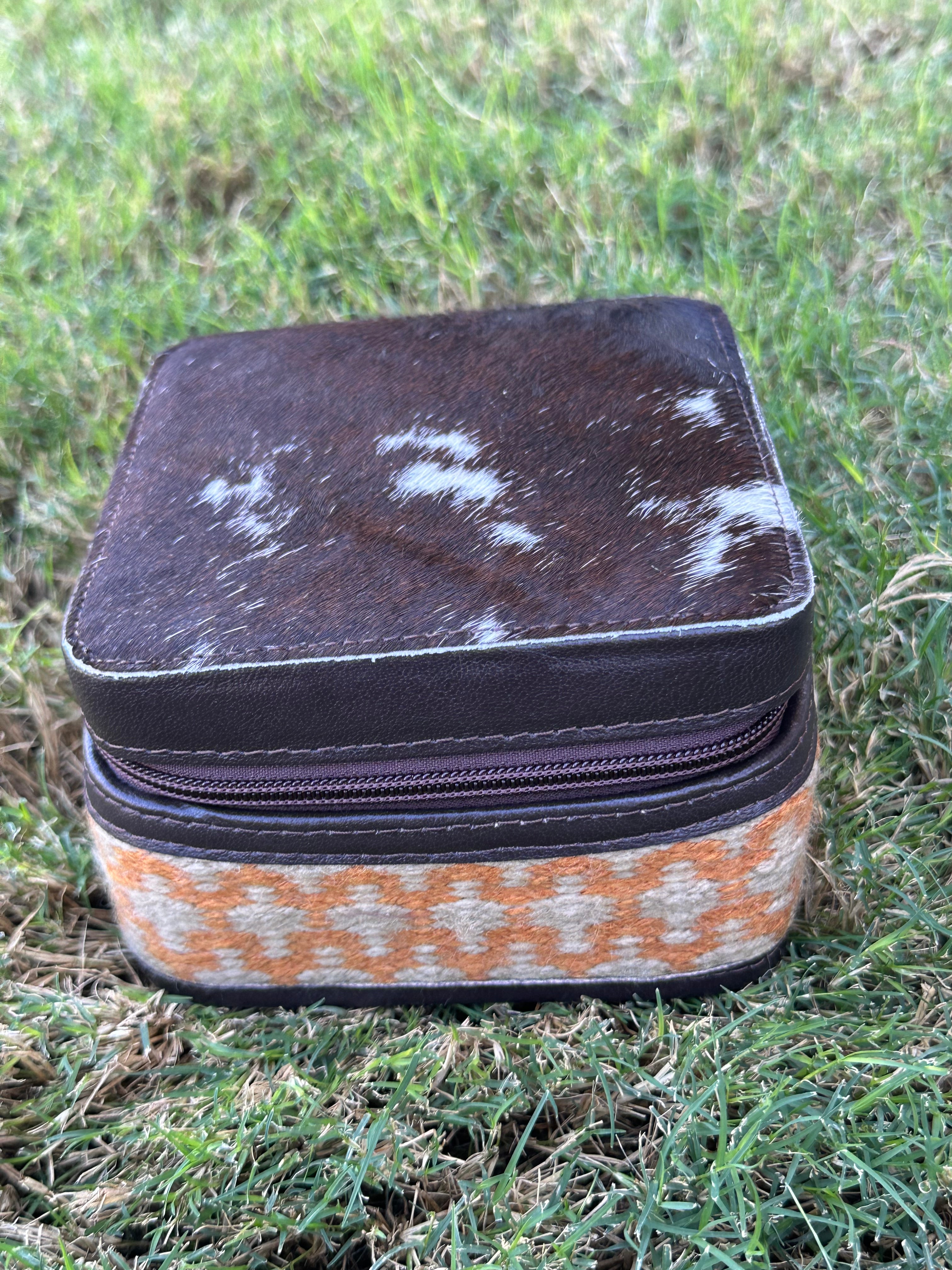 Genuine Leather Cowhide Jewelry Box