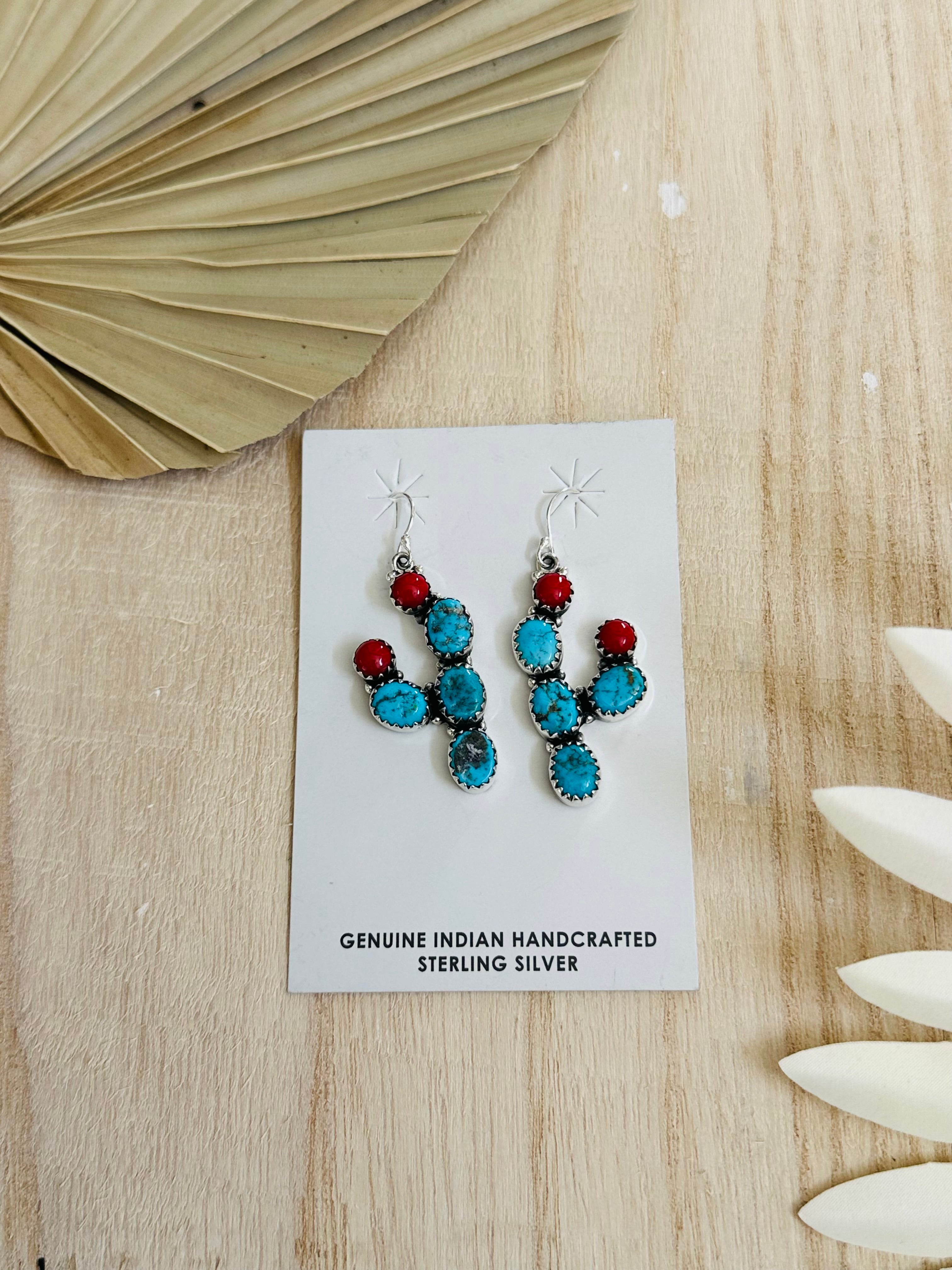 Tony Yazzie Multi Stone & Sterling Silver Cluster Earrings