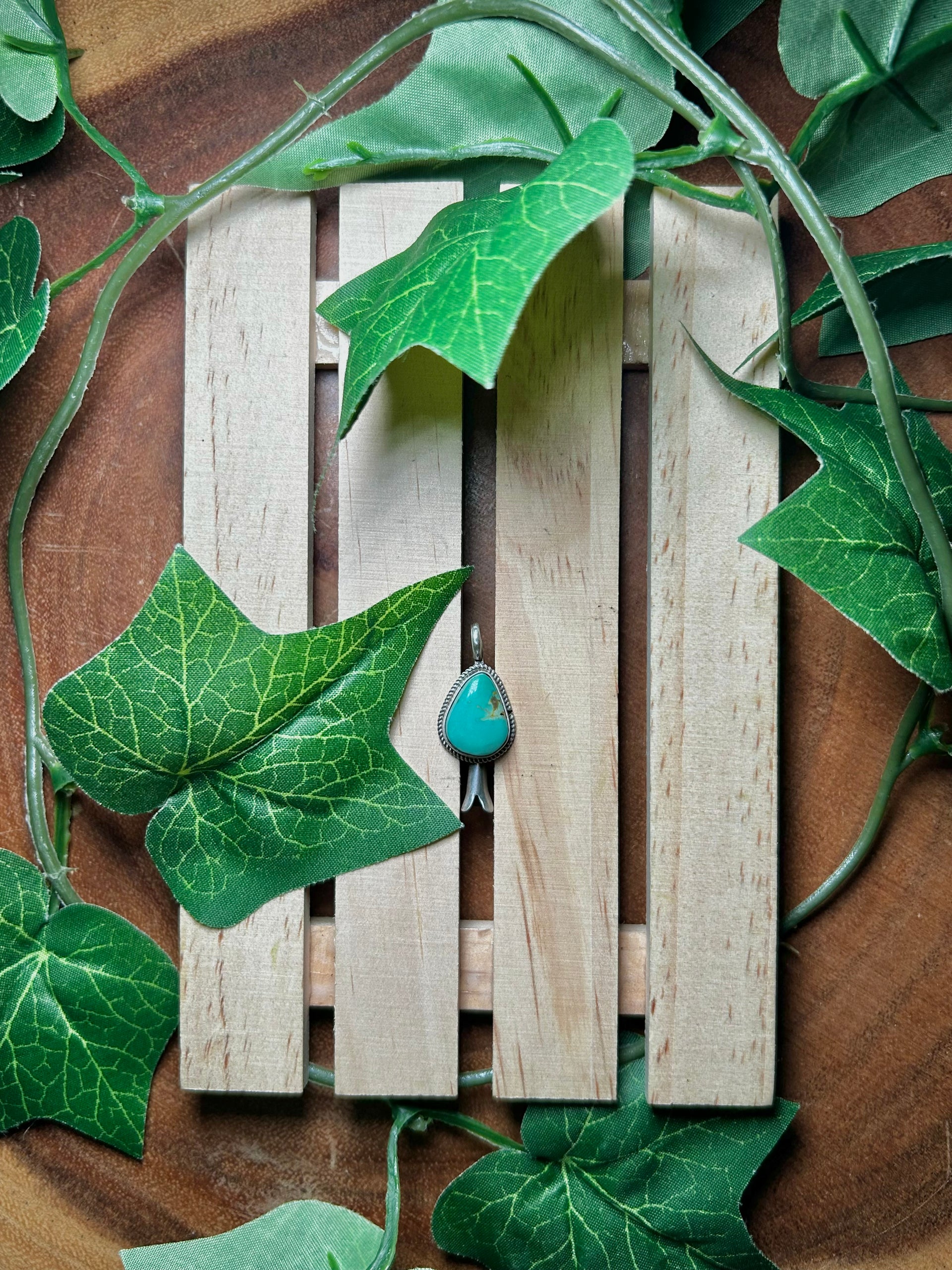 Navajo Made Kingman Turquoise & Sterling Silver Pendant