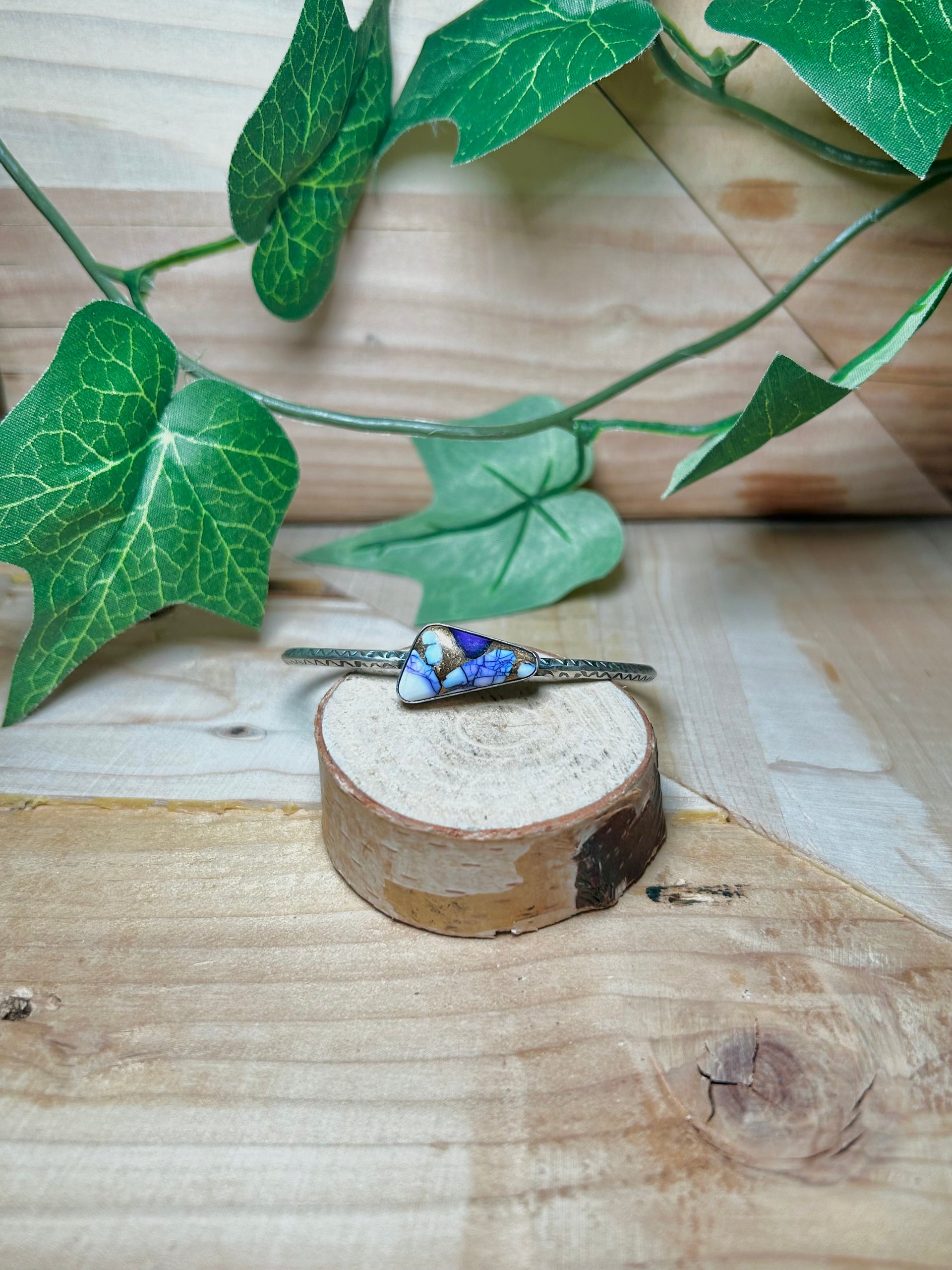 Navajo Made Purple Mohave Turquoise & Sterling Silver Cuff Bracelet