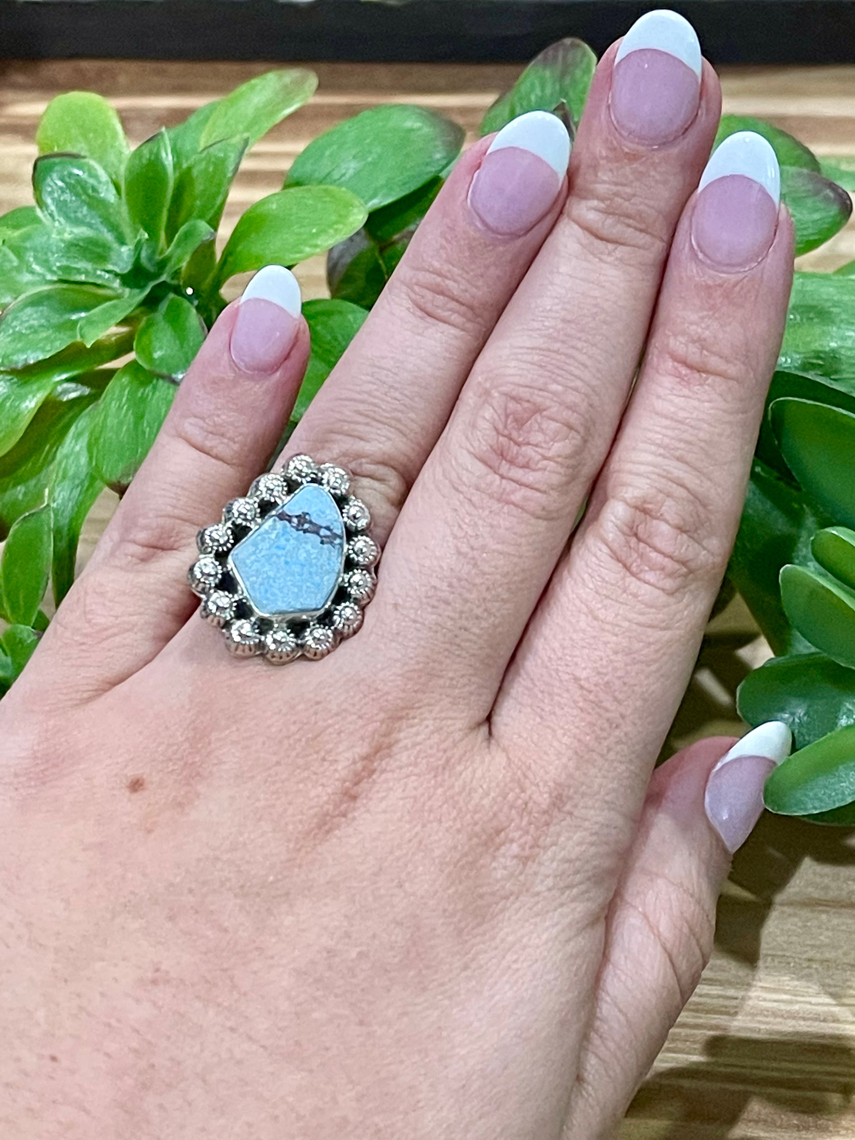 Southwest Handmade Golden Hills Turquoise & Sterling Silver Adjustable Ring