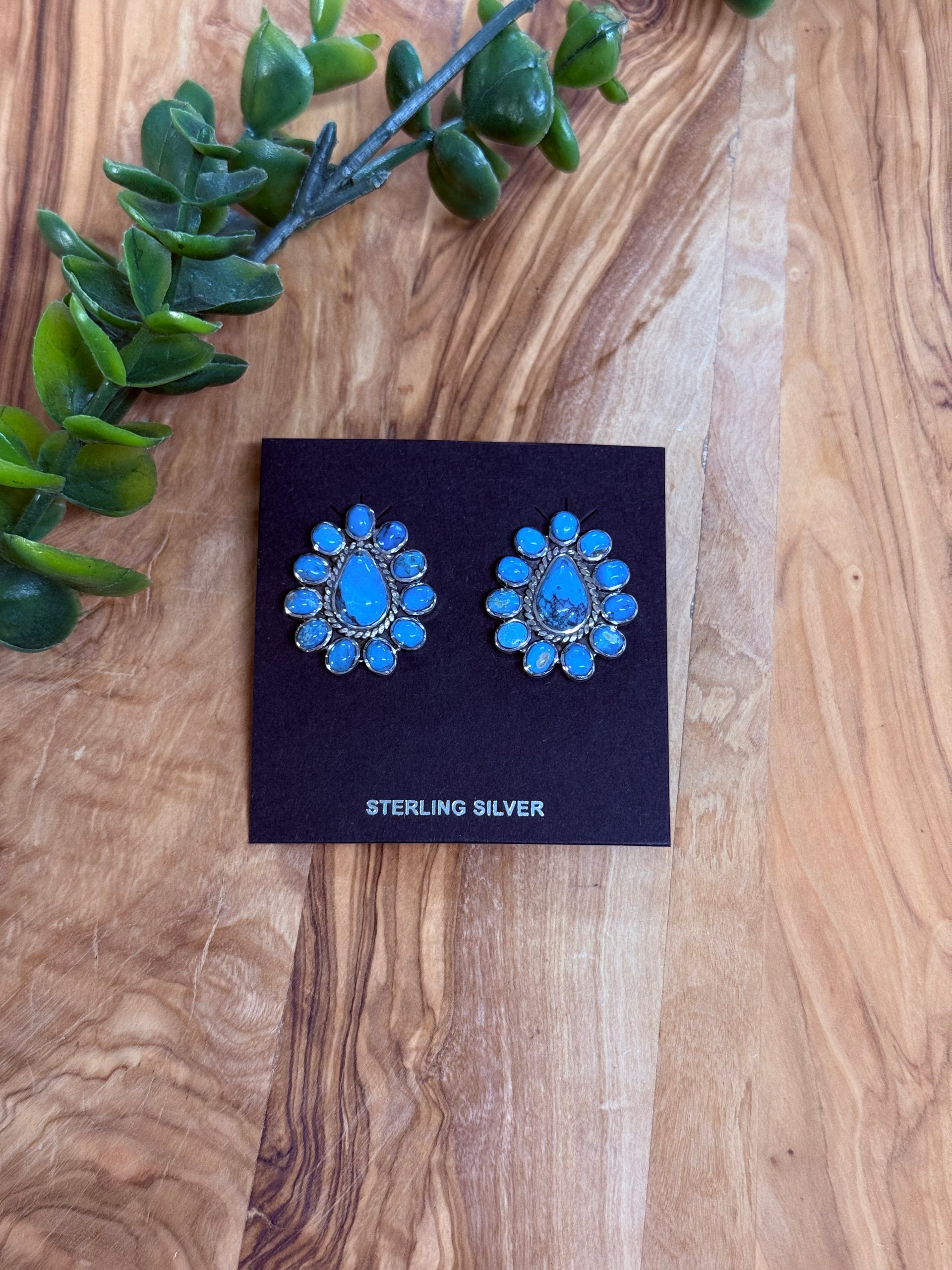 Southwest Handmade Egyptian Turquoise & Sterling Silver Post Earrings