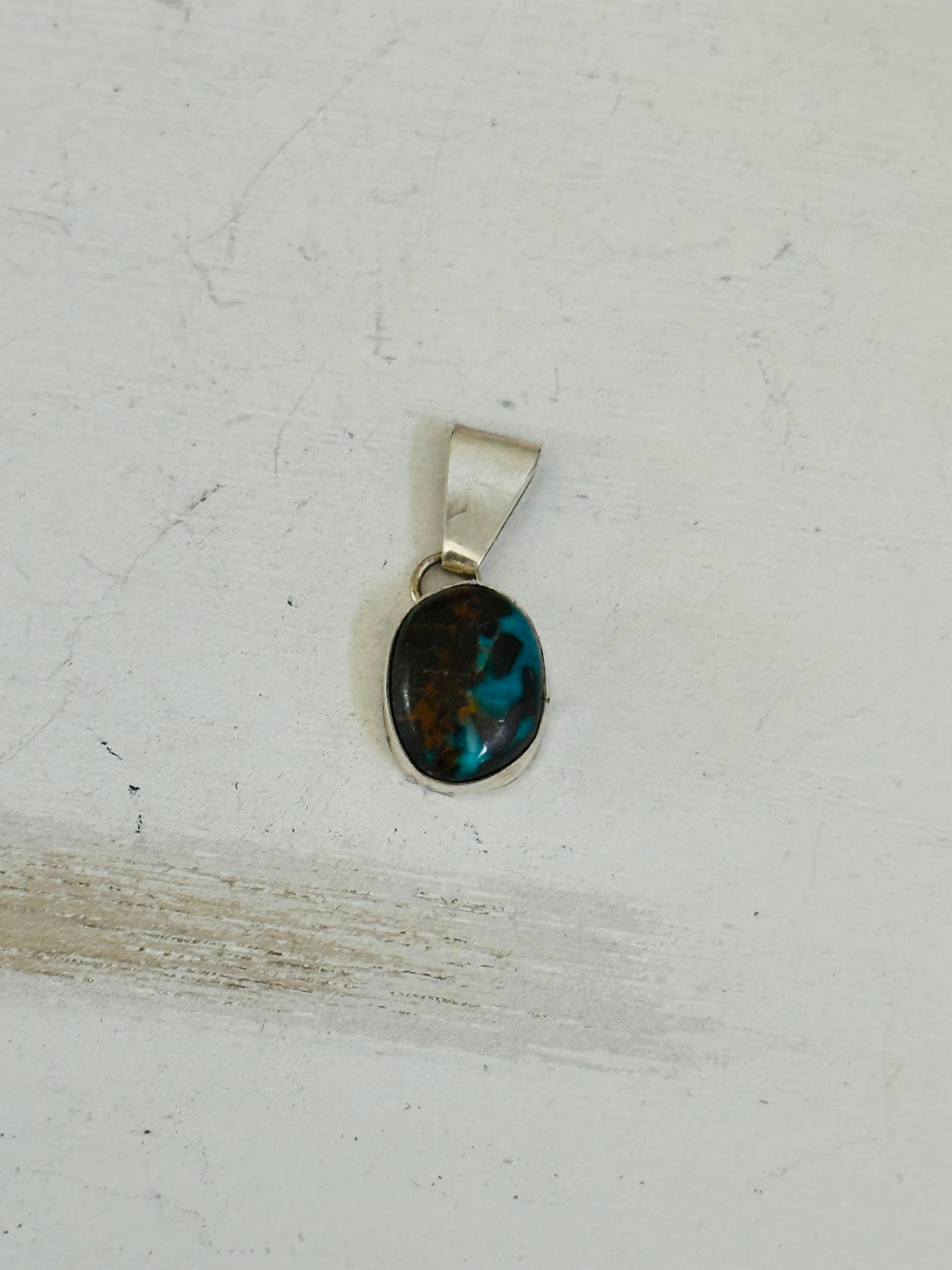 Navajo Made Carico Lake Turquoise & Sterling Silver Pendant