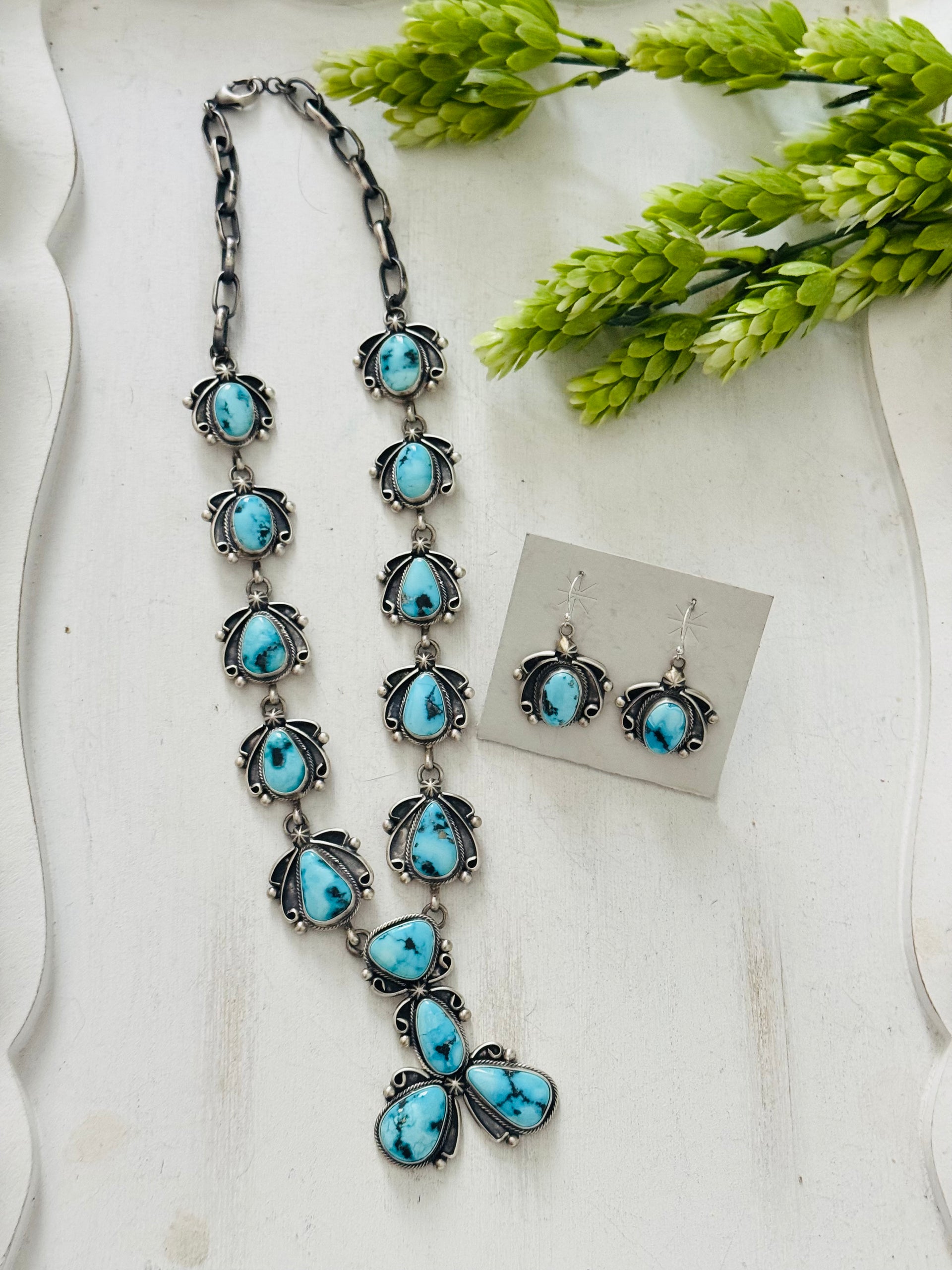 Paul Livingston Blue Ridge Turquoise & Sterling Silver Necklace Set