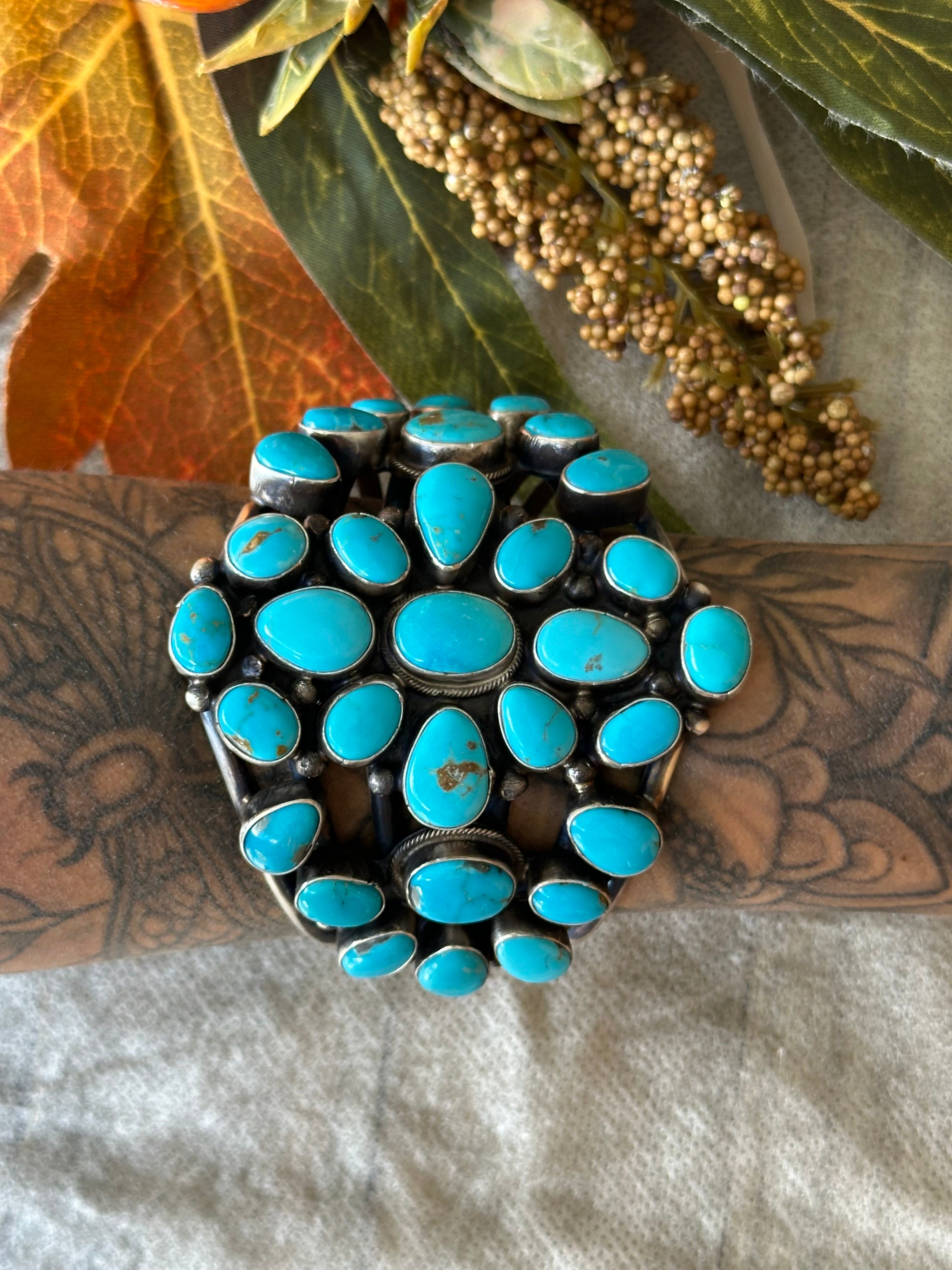 Bobby Johnson Blue Ridge Turquoise & Sterling Silver Cuff Bracelet