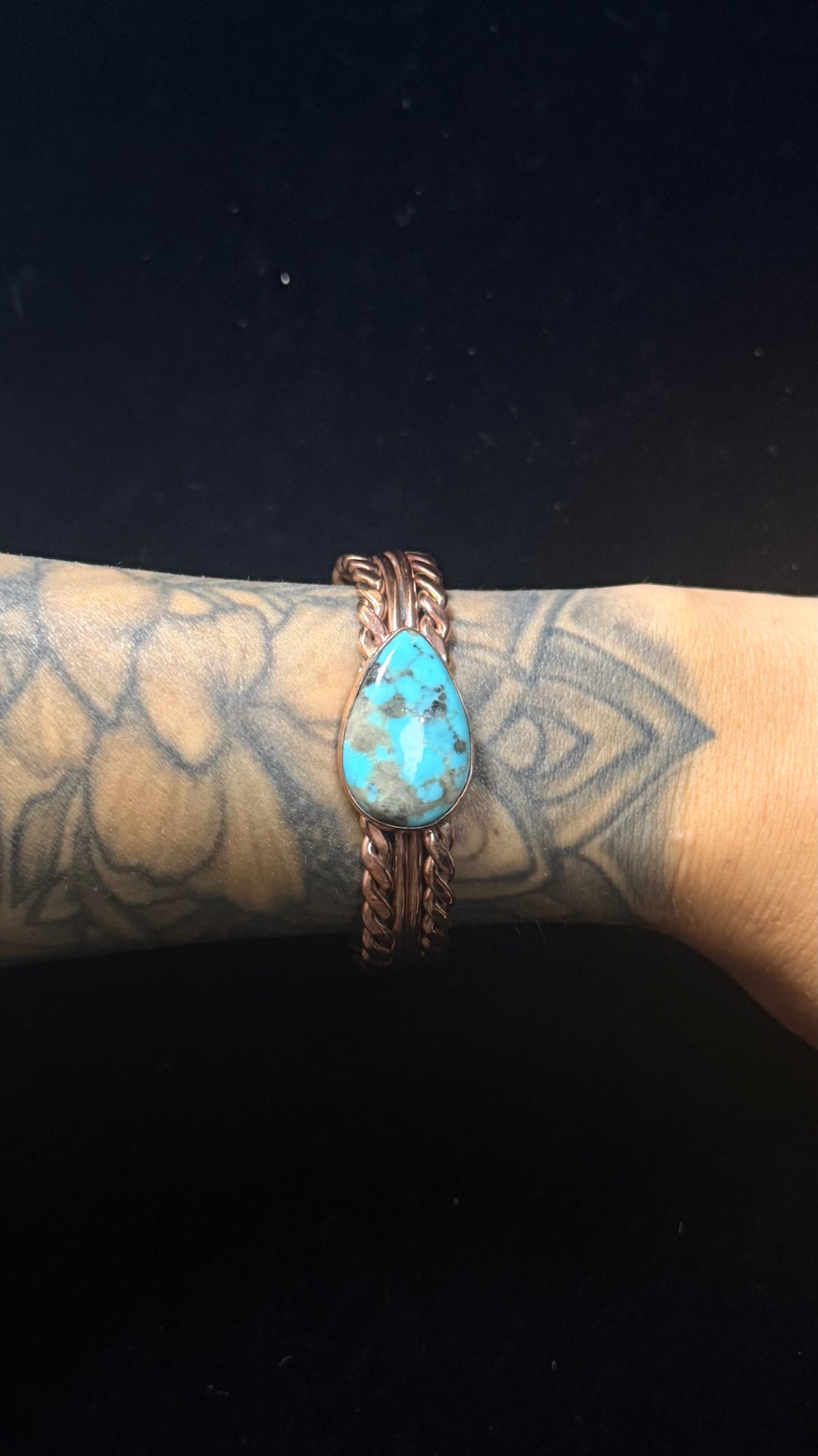 Navajo Made Kingman Turquoise & Copper Cuff Bracelet