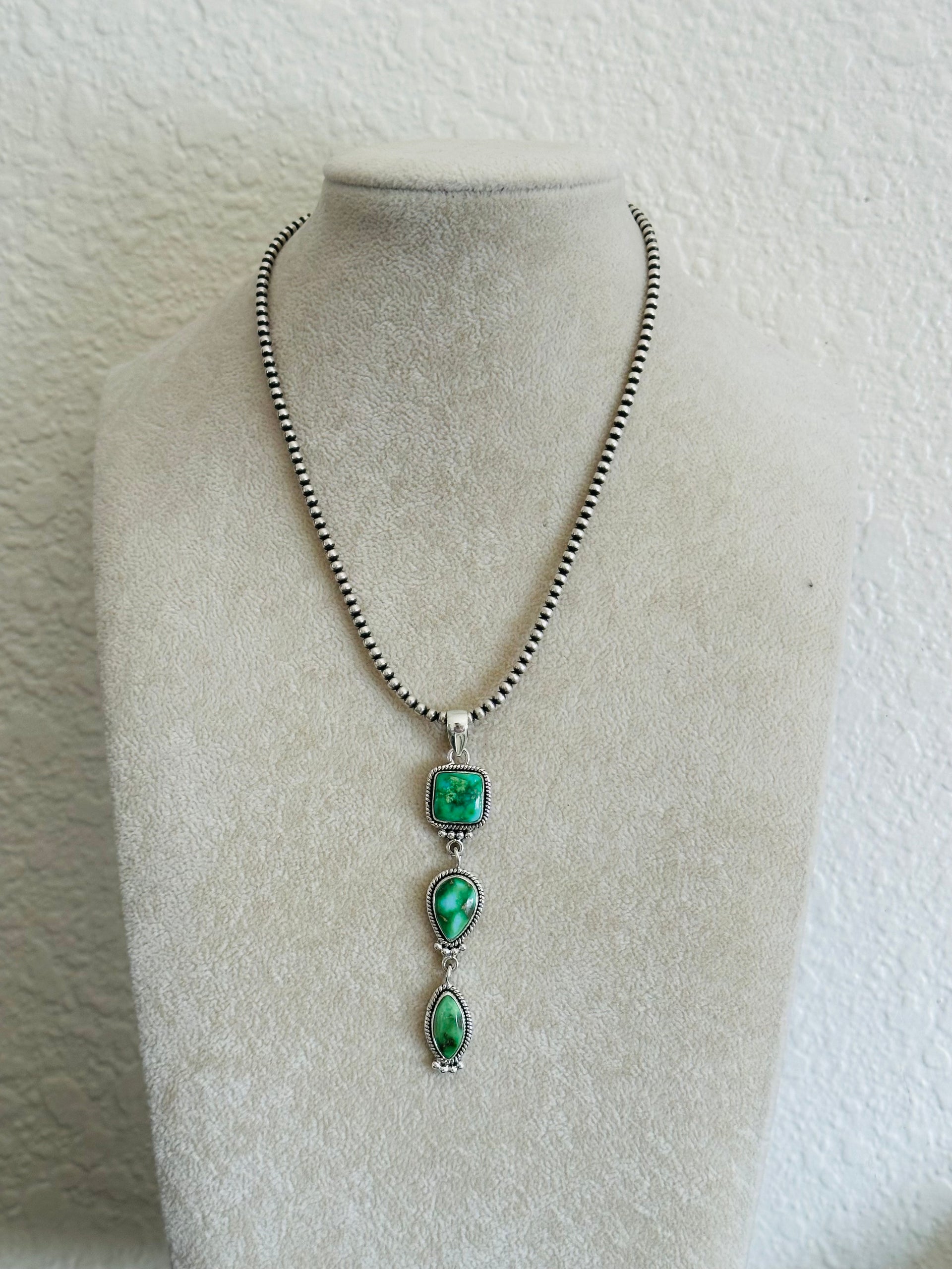 Southwest Handmade Sonoran Gold Turquoise & Sterling Silver Pendant