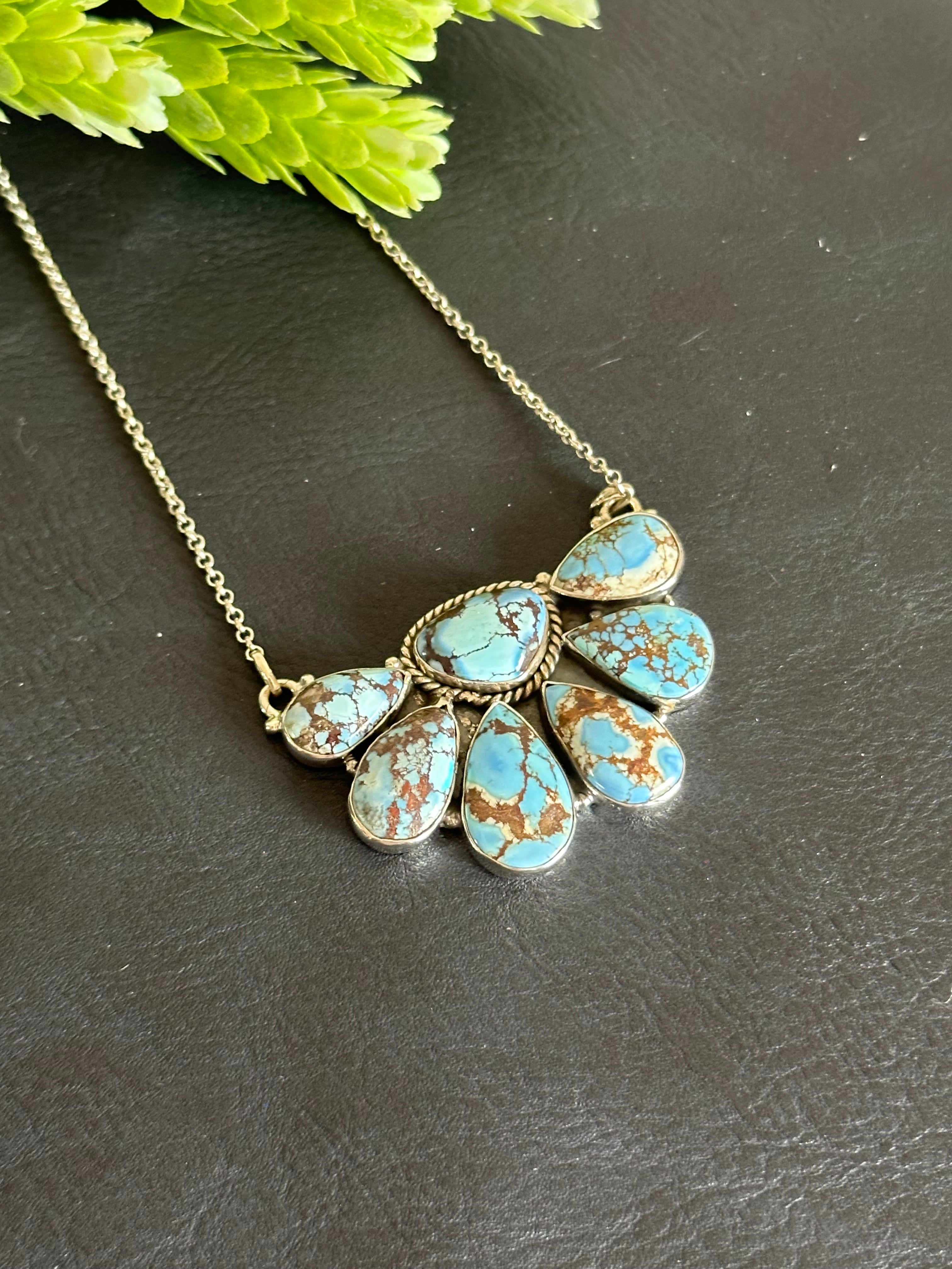 Southwest Handmade Golden Hills Turquoise & Sterling Silver Necklace