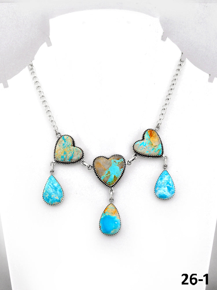 Southwest Handmade Ribbon Royston & Sterling Silver Necklace